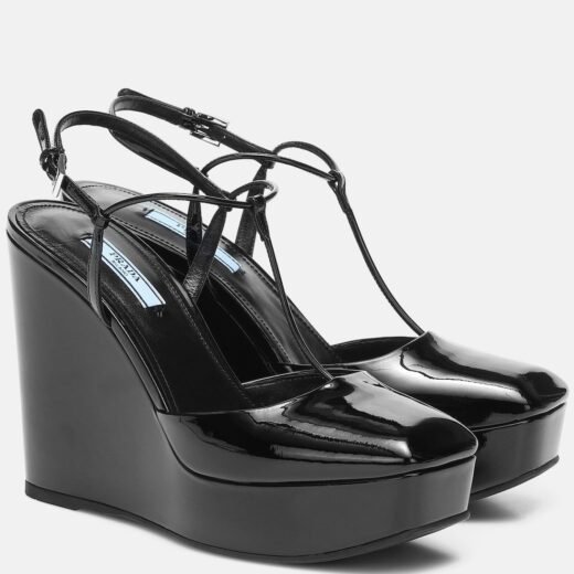 Prada Escarpins à plateforme en cuir verni