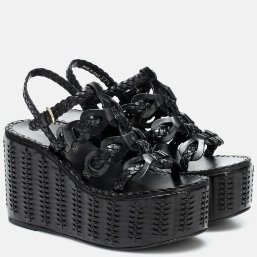 Prada Sandales compensée en cuir