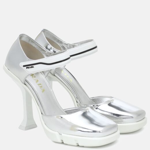 Prada Escarpins Mary Jane 105 en cuir métallisé