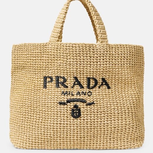 Prada Cabas Medium en raphia à logo