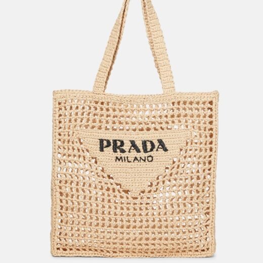 Prada Cabas Small en raphia à logo