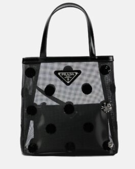 Cabas en résille et cuir à sequins