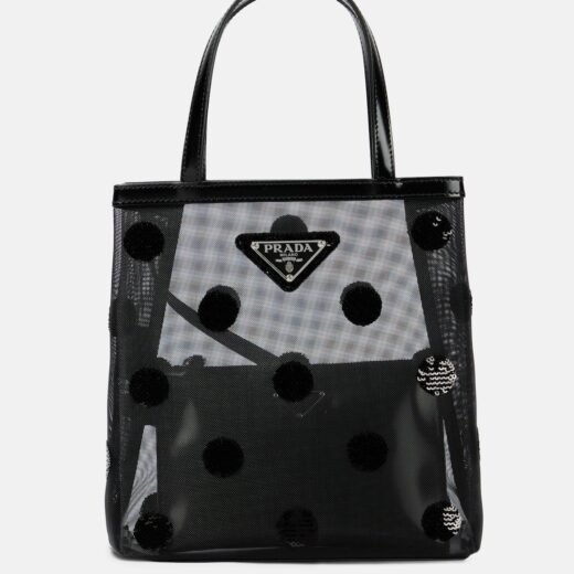 Prada Cabas en résille et cuir à sequins