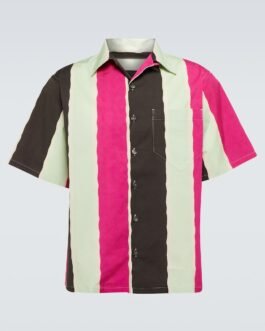 Polo rayé en coton mélangé