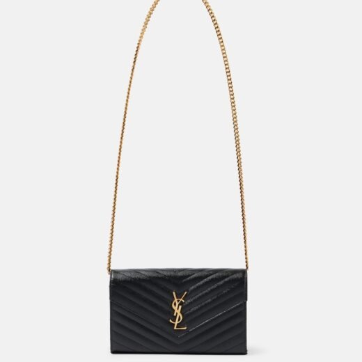 Saint Laurent Portefeuille à chaîne Cassandre matelassé en cuir