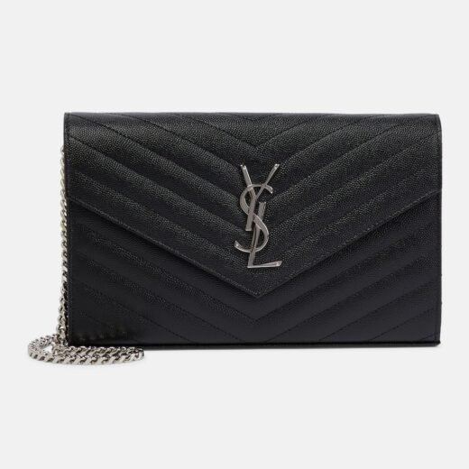 Saint Laurent Portefeuille à chaîne Cassandre en cuir matelassé