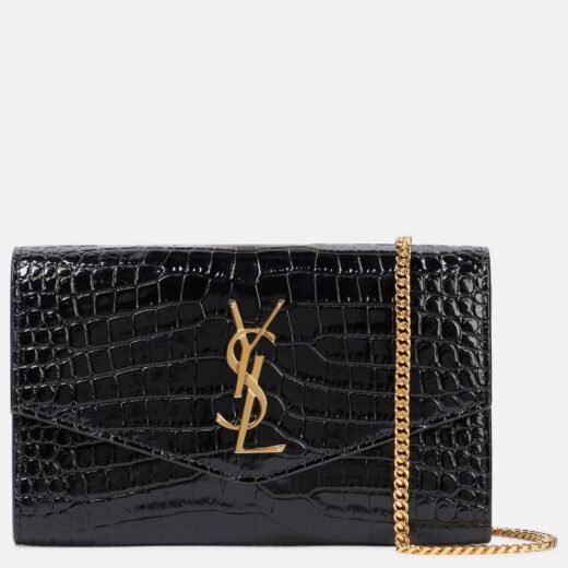 Saint Laurent Portefeuille à chaîne Uptown en cuir embossé