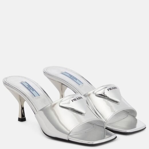 Prada Mules en cuir métallisé