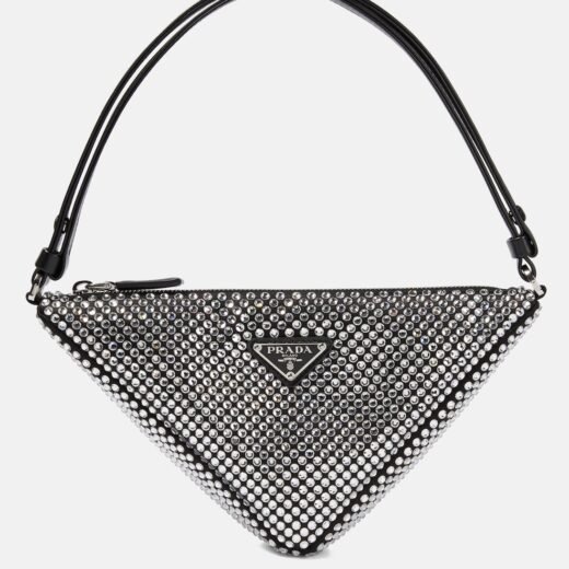 Prada Sac Triangle en satin à ornements