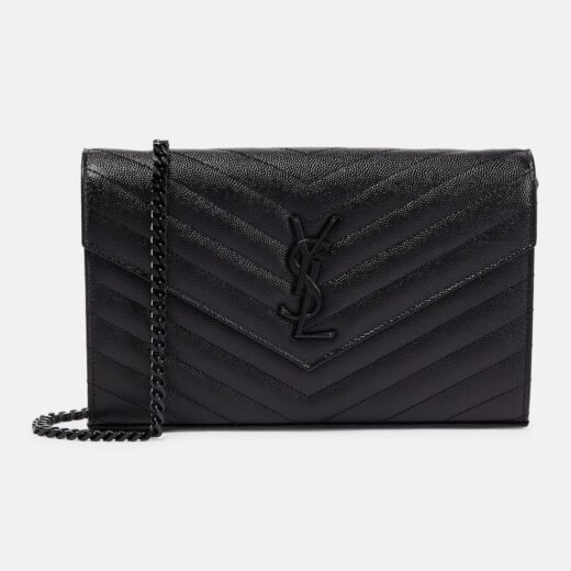 Saint Laurent Portefeuille à chaîne Cassandre en cuir matelassé