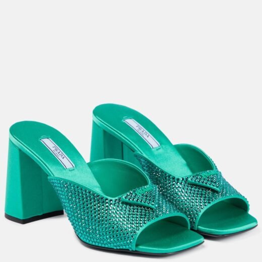 Prada Mules en satin à cristaux