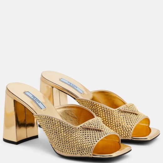 Prada Mules en satin à cristaux
