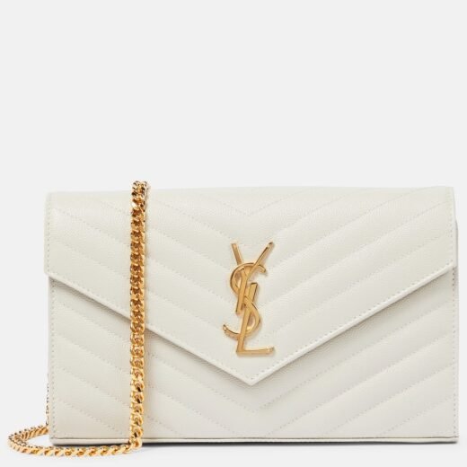 Saint Laurent Portefeuille à chaîne Cassandre en cuir matelassé