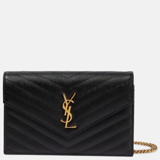 Saint Laurent Portefeuille à chaîne Cassandre matelassé en cuir