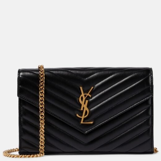 Saint Laurent Portefeuille à chaîne Cassandre matelassée en cuir