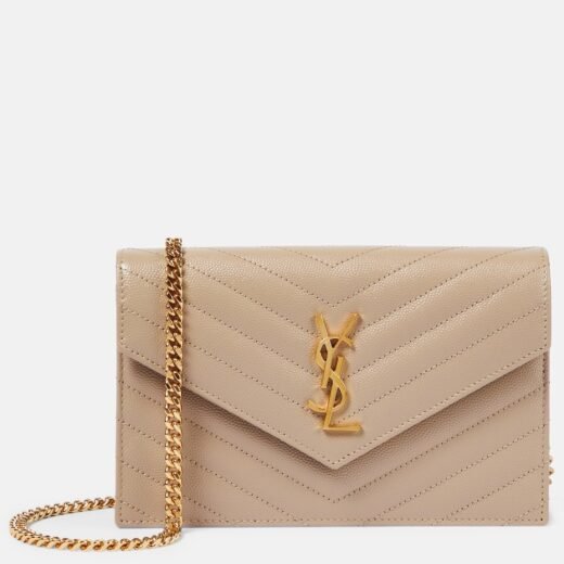 Saint Laurent Portefeuille à chaîne Cassandre en cuir