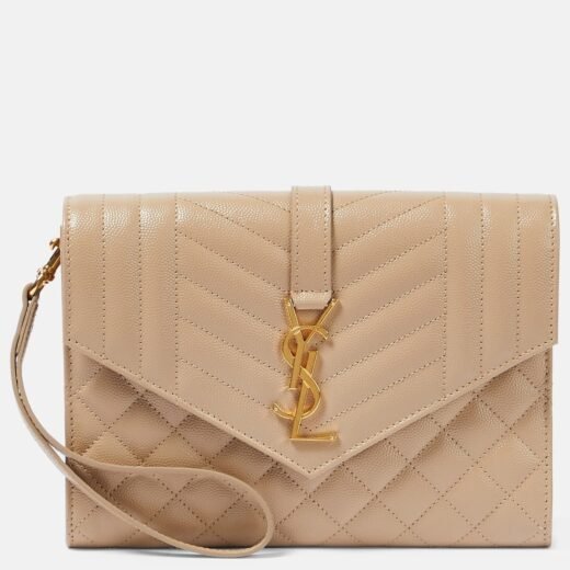 Saint Laurent Pochette Envelope en cuir matelassé