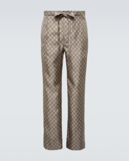 Pantalon droit GG en soie