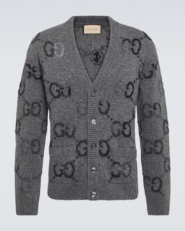 Cardigan Jumbo GG intarsia en laine mélangée