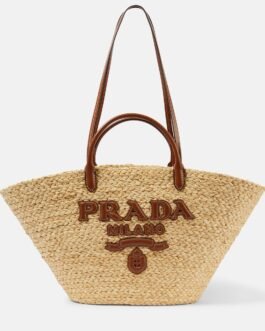 Sac panier en raphia à logo