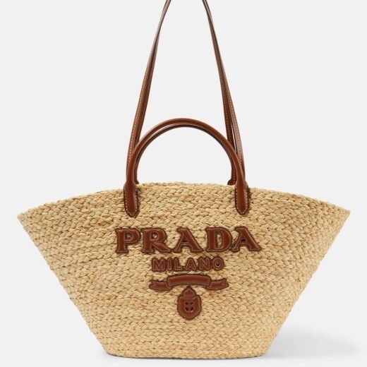 Prada Sac panier en raphia à logo