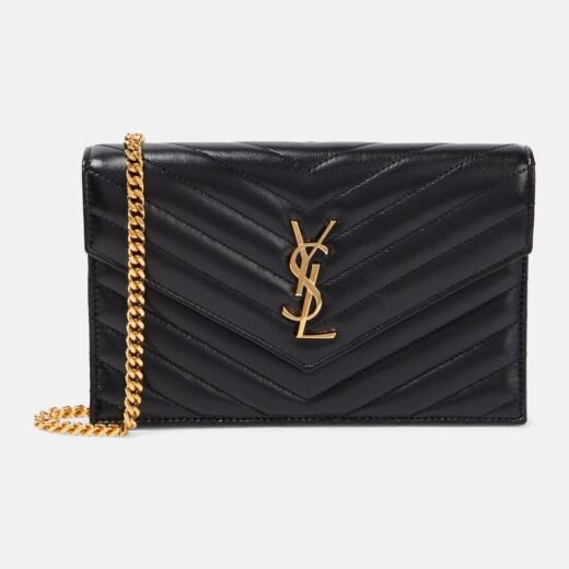 Saint Laurent Portefeuille à chaîne Cassandre Envelope en cuir matelassé