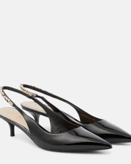 Escarpins Gucci en cuir noir Nero avec bride sling-back et détails dorés