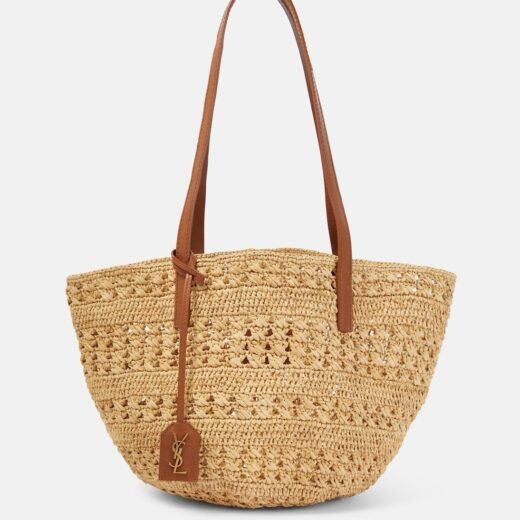 Saint Laurent Cabas Panier Small en raphia et cuir