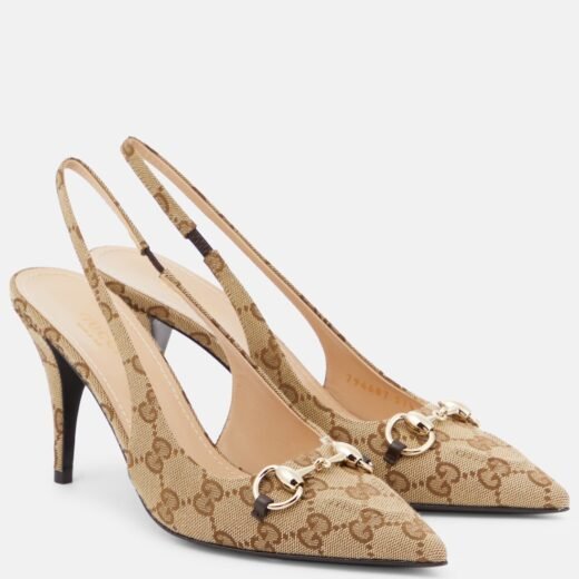 Gucci Escarpins Horsebit en toile GG