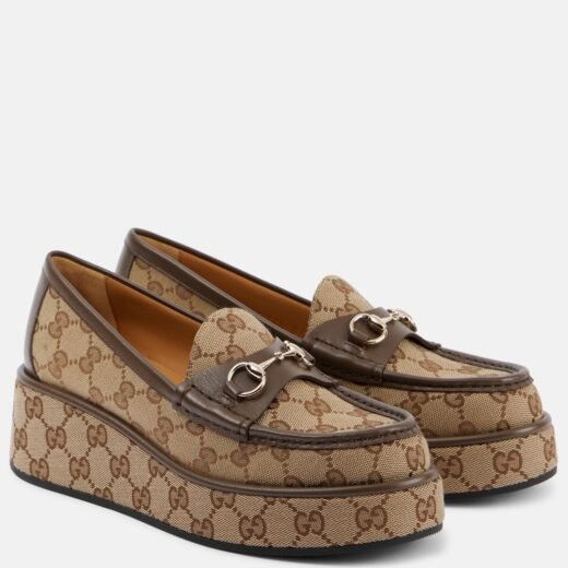 Gucci Mocassins Horsebit à plateforme en toile GG