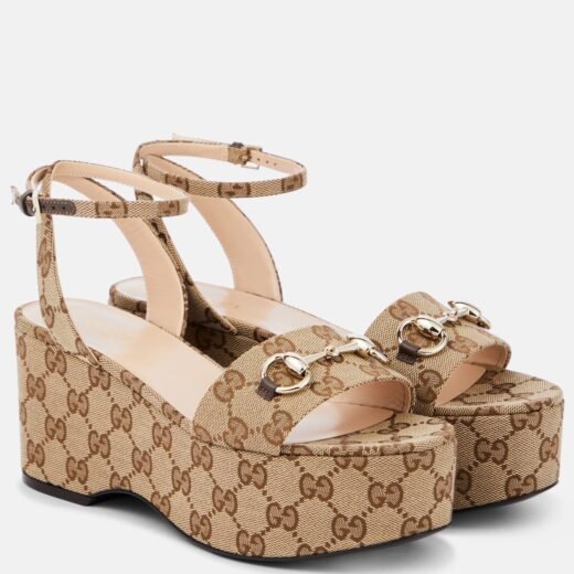 Gucci Sandales Horsebit à plateforme en toile GG