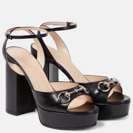 Gucci Sandales Lady Horsebit à plateforme en cuir