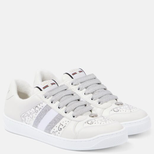 Gucci Baskets Screener en cuir à cristaux