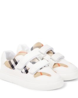 Baskets en cuir à carreaux