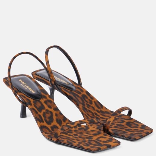 Saint Laurent Sandales Jaspe 55 à motif léopard