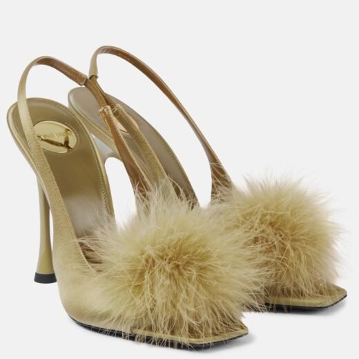 Saint Laurent Sandales Paradis 110 en satin à plumes