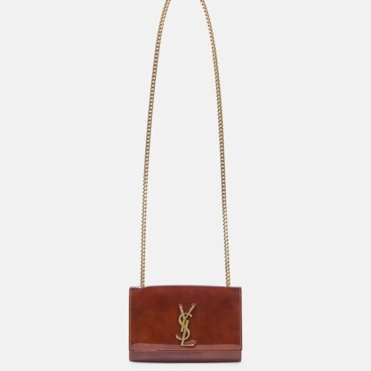 Saint Laurent Portefeuille à chaîne Kate Small en cuir verni