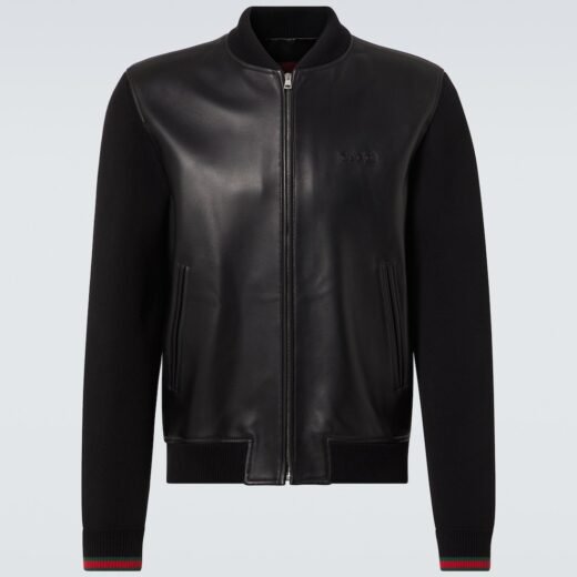 Gucci Veste bomber Web Stripe en cuir