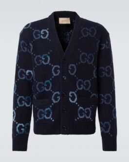 Cardigan GG intarsia en laine mélangée