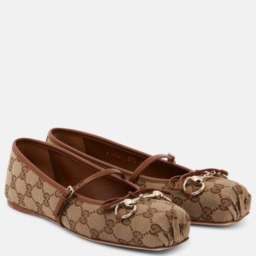 Gucci Ballerines Horsebit en toile GG