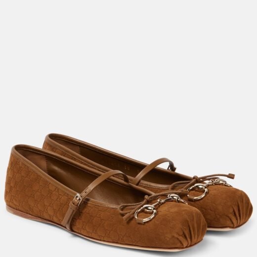Gucci Ballerines Horsebit GG en daim