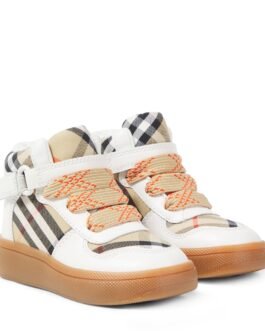 Baskets Burberry Check en cuir et toile