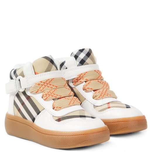 Burberry Baskets Check en cuir et toile