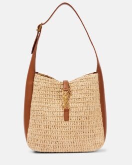 Sac Le 5 à 7 Small en raphia et cuir