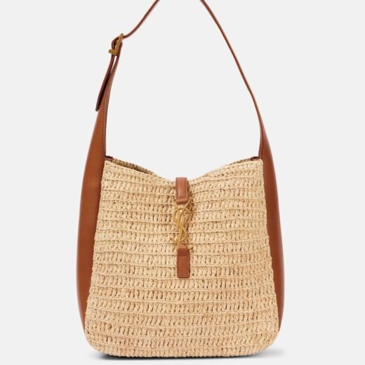 Saint Laurent Sac Le 5 à 7 Small en raphia et cuir