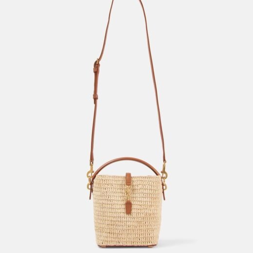 Saint Laurent Sac seau Le 37 Mini en raphia