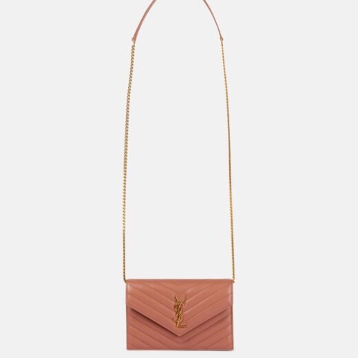 Saint Laurent Portefeuille à chaîne Cassandre en cuir matelassé