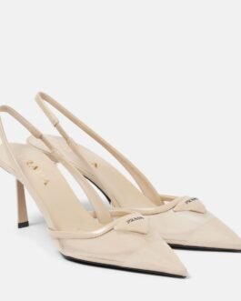 Escarpins Prada en résille et cuir noir – Élégance italienne raffinée