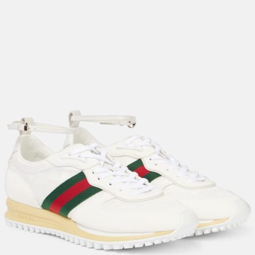 Gucci Baskets Web Stripe à daim