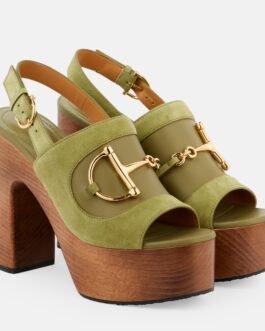 Sandales Horsebit à plateau en daim